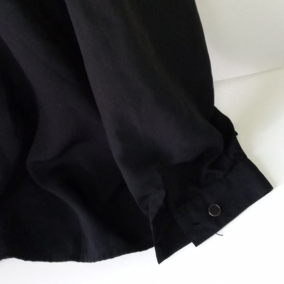 Susan Graver Style Button Down Black Blue Vintage Blouse -Shoulder Pads -Size: M - Picture 3 of 10